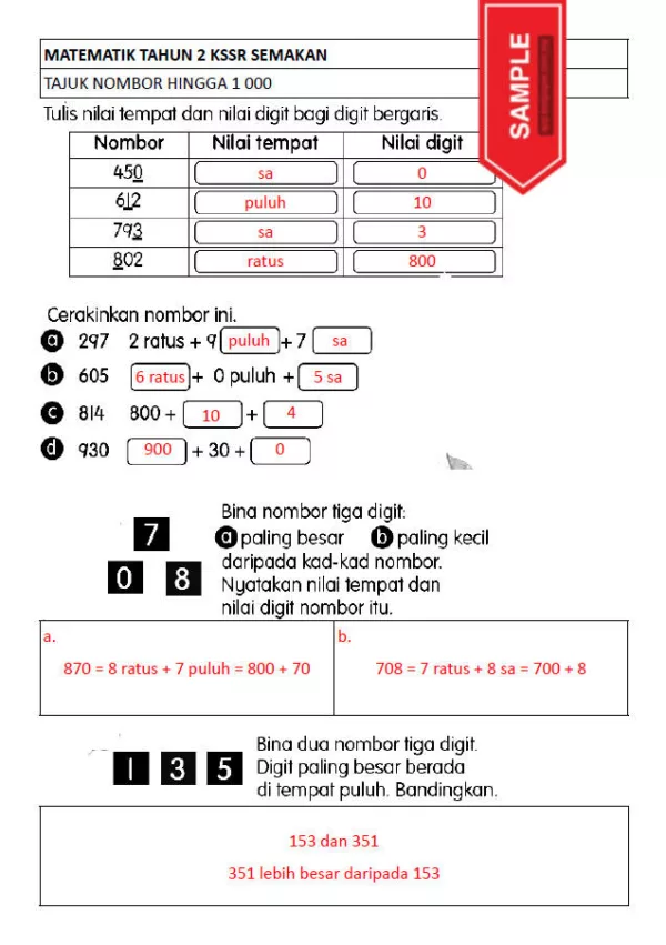 Soalan Latihan Matematik Buku Teks Tahun 2 KSSR