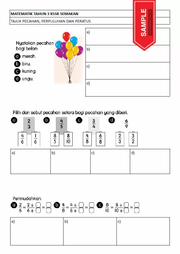 Soalan Latihan Buku Teks Matematik Tahun 3 KSSR