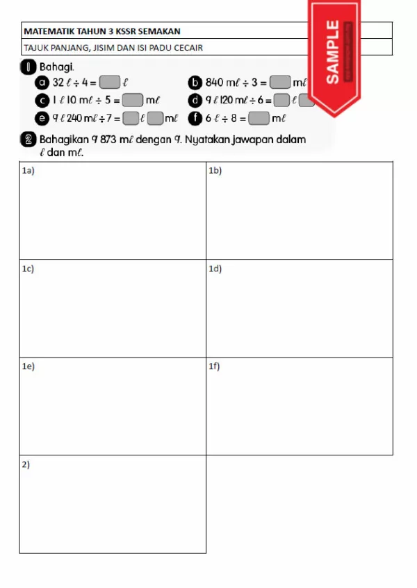 Soalan Latihan Buku Teks Matematik Tahun 3 KSSR