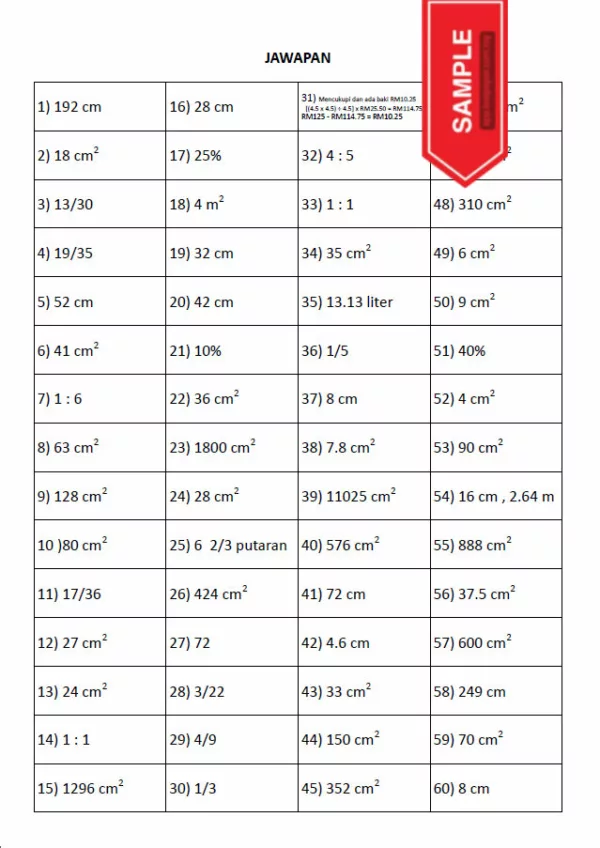 Soalan Latihan Matematik KBAT Bergambar Tahap 2