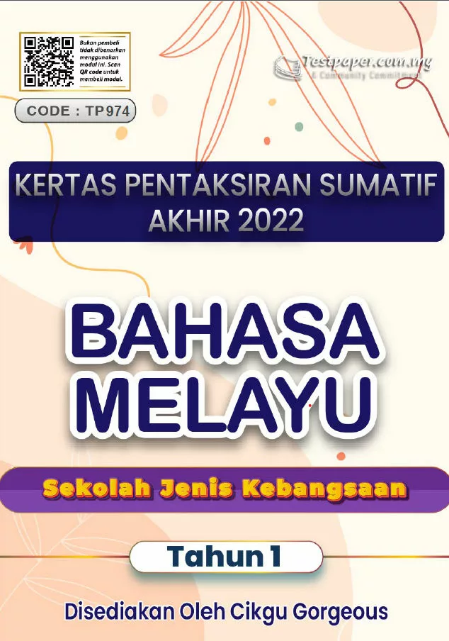 Soalan Ujian Akhir Tahun Bahasa Melayu SJK Tahun 1 2022-2023