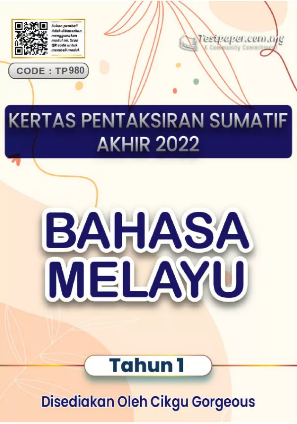 Soalan Ujian Akhir Tahun Bahasa Melayu SK Tahun 1 2022-2023