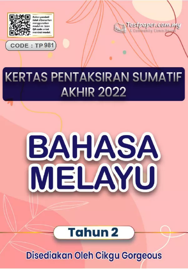 Soalan Ujian Akhir Tahun Bahasa Melayu SK Tahun 2 2022-2023