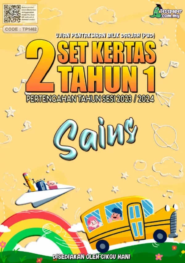 **Bahan Soalan Ujian PBD Tahun 1 2023** merupakan satu sumber pembelajaran yang sangat penting bagi murid-murid yang berada di tahun pertama sekolah rendah. Soalan-soalan ini direka untuk menguji kefahaman murid-murid terhadap pelbagai subjek yang diajar di sekolah, sekaligus memberi gambaran yang jelas tentang tahap penguasaan mereka dalam mata pelajaran tersebut. Dengan adanya bahan soalan ini, guru-guru dan ibu bapa dapat menilai secara berkesan perkembangan akademik anak-anak mereka dan mengenal pasti mana-mana bahagian yang memerlukan penambahbaikan. Selain itu, bahan ini juga membantu murid-murid untuk bersedia menghadapi peperiksaan dengan lebih baik melalui latihan yang konsisten. Penggunaan bahan soalan ini bukan sahaja memberikan pendedahan kepada format soalan yang berkemungkinan besar akan keluar dalam peperiksaan sebenar, tetapi juga meningkatkan keyakinan murid-murid apabila mereka sudah biasa dengan jenis soalan yang akan dihadapi. Oleh itu, bahan soalan ini menjadi alat bantu mengajar yang sangat berkesan untuk membantu murid-murid mencapai keputusan yang lebih baik dalam peperiksaan. Ibu bapa juga dapat memantau prestasi anak-anak mereka dengan lebih mudah melalui latihan yang disediakan dalam set soalan ini. ### Penerangan Bahan Soalan Ujian PBD Tahun 1 2023 - Bahan ini terdiri daripada pakej bundle yang mengandungi 8 set kertas ujian untuk Ujian Pertengahan Tahun (PBD Sesi 2023/24) Tahun 1. - Disediakan dan disusun oleh guru berpengalaman, Cikgu Hani. - Setiap set kertas ujian lengkap dengan skema jawapan. - 8 set kertas ujian ini merangkumi 4 subjek utama: 1. 2 set kertas Bahasa Melayu (Soalan dan Skema Jawapan) - Kod Modul TP1460. 2. 2 set kertas Bahasa Inggeris (Soalan dan Skema Jawapan) - Kod Modul TP1461. 3. 2 set kertas Sains (Soalan dan Skema Jawapan) - Kod Modul TP1462. 4. 2 set kertas Matematik (Soalan dan Skema Jawapan) - Kod Modul TP1463. - Kertas soalan dan jawapan disediakan dalam dua format: 1. Format PDF. 2. Format Microsoft Word (boleh edit). - Soalan disediakan dalam format dwibahasa (DLP): 1. Bahasa Melayu. 2. Bahasa Inggeris. **Kesimpulan**, mendapatkan *Bahan Soalan Ujian PBD Tahun 1 2023* adalah satu langkah bijak bagi memastikan anak-anak bersedia sepenuhnya untuk menghadapi peperiksaan. Ia memberikan kelebihan dalam persediaan ujian dengan latihan yang terarah, lengkap dengan skema jawapan dan dalam format yang mudah diakses serta digunakan. Dengan adanya bahan ini, murid-murid dapat berlatih dengan lebih berkesan, dan ibu bapa serta guru dapat memantau serta membimbing mereka dengan lebih tepat.