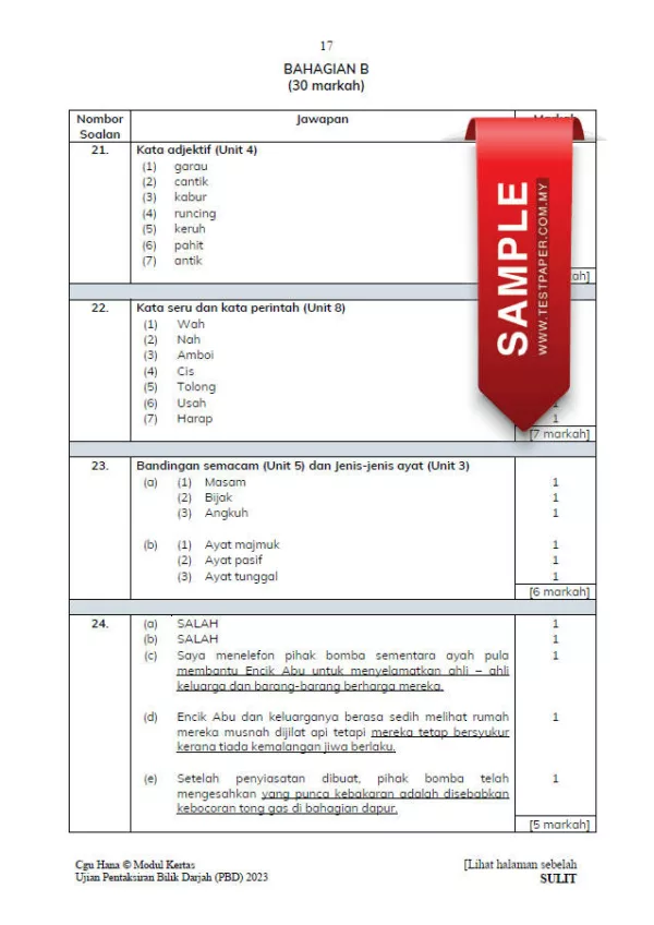 Soalan Ujian PBD Bahasa Melayu Tahun 3 2023