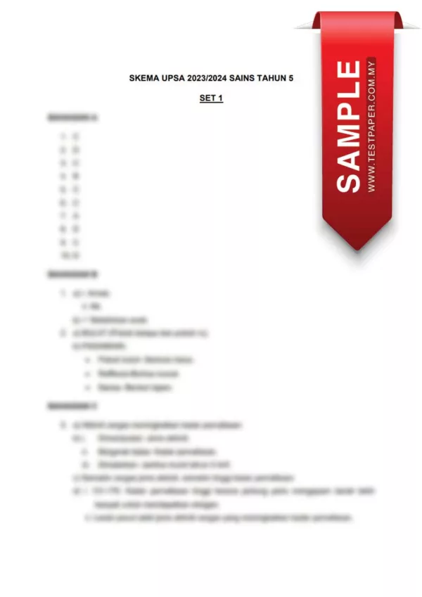 Soalan Ujian UPSA Sains Tahun 5 2023