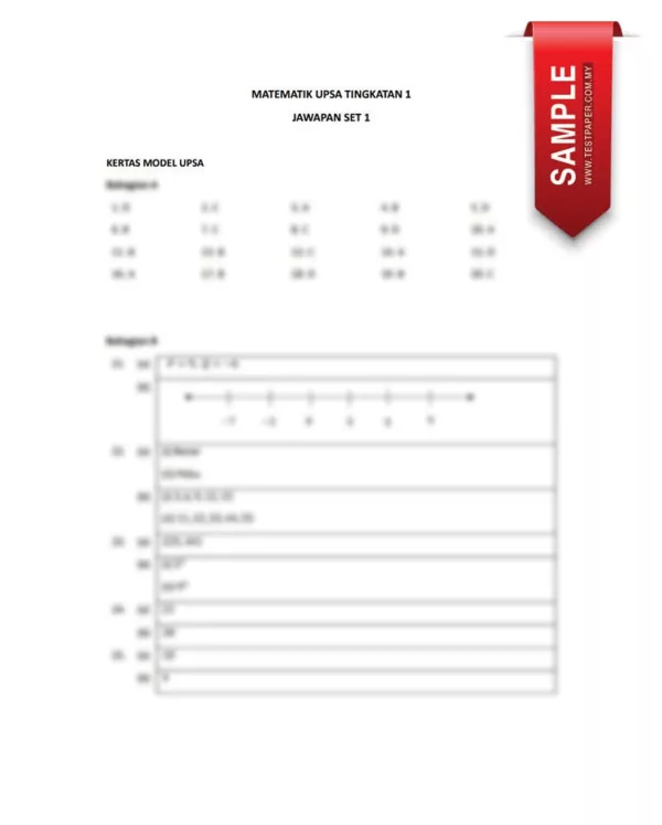 Soalan Ujian UPSA Matematik Tingkatan 1 2023