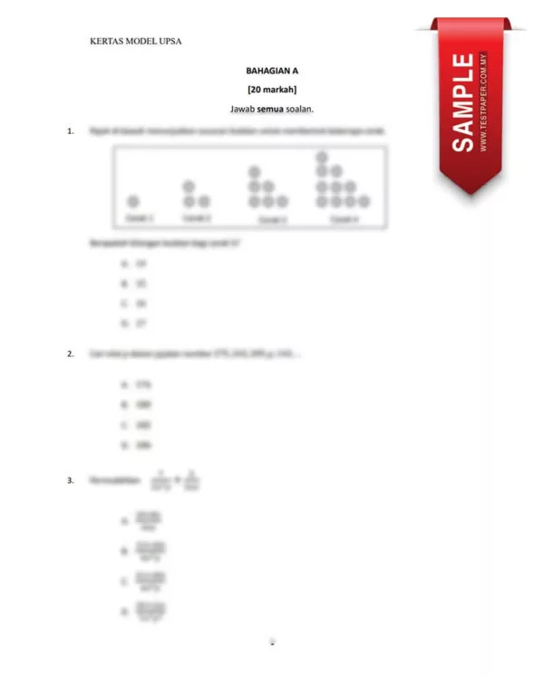 Soalan Ujian UPSA Matematik Tingkatan 2 2023