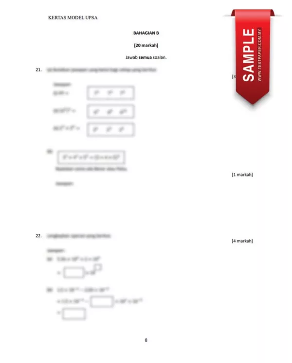 Soalan Ujian UPSA Matematik Tingkatan 3 2023