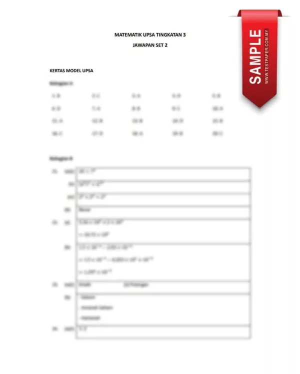 Soalan Ujian UPSA Matematik Tingkatan 3 2023