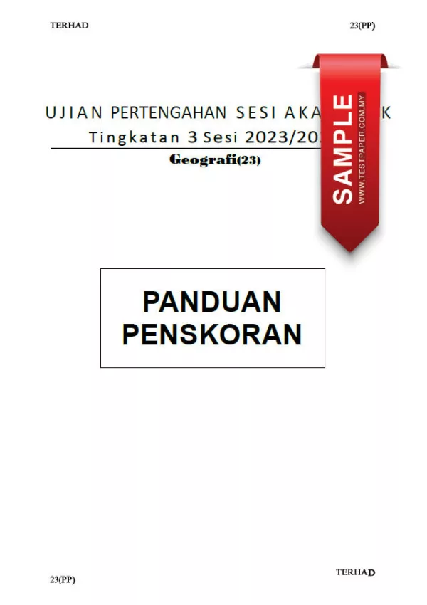 Soalan Ujian UPSA Geografi Tingkatan 3 2023