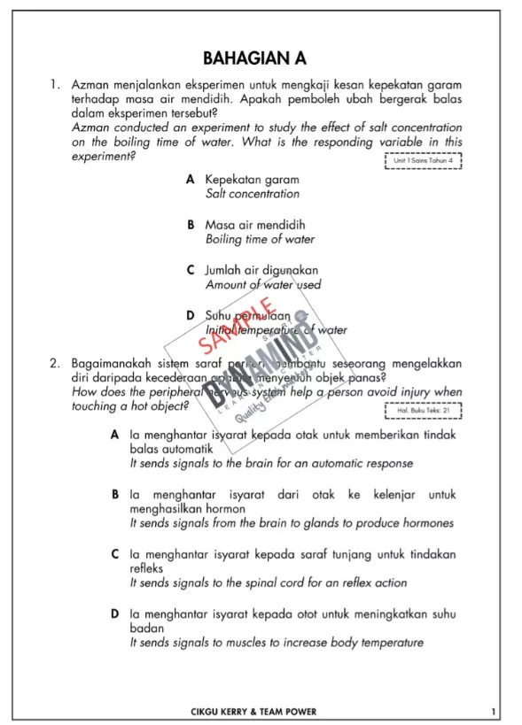 Soalan UASA Sains Tahun 6 DLP