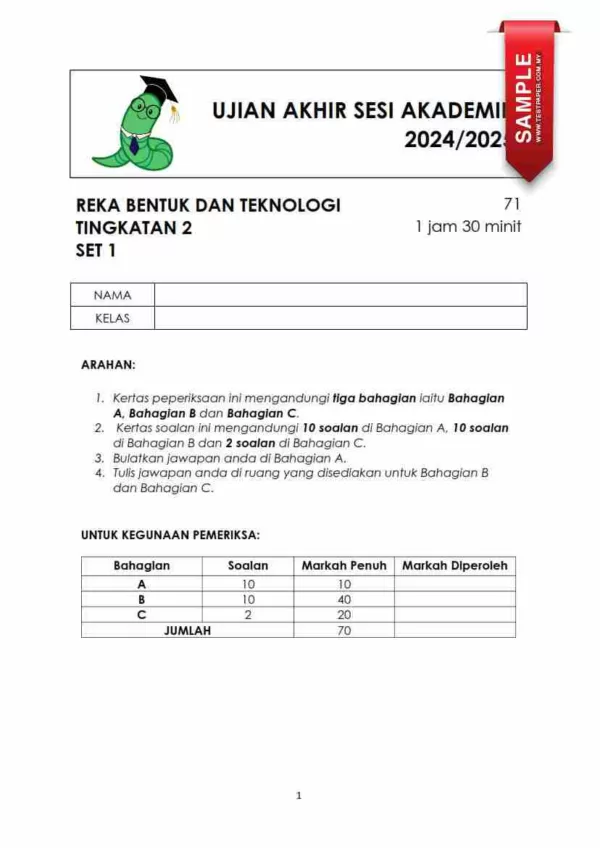 Soalan Akhir Tahun UASA RBT Tingkatan 2 2024