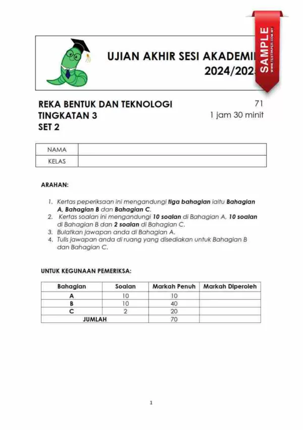 Soalan Akhir Tahun UASA RBT Tingkatan 3 2024