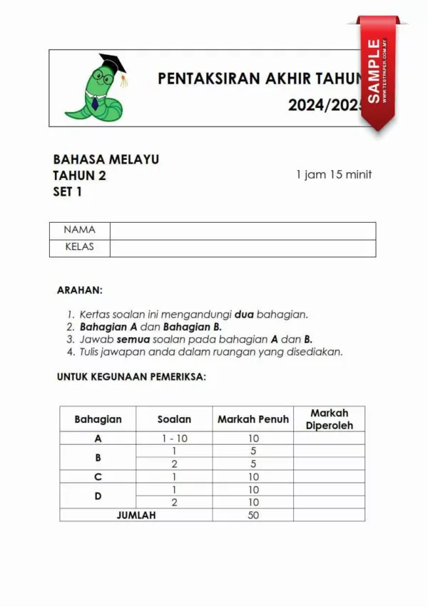 Soalan Akhir Tahun PAT Bahasa Melayu Tahun 2 2024