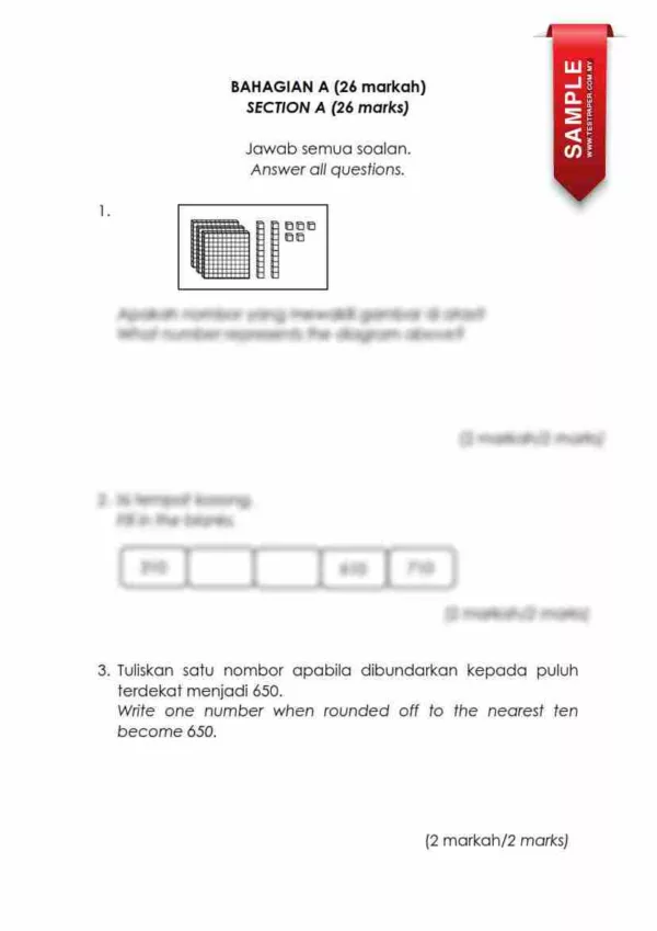 Soalan Akhir Tahun PAT Matematik Tahun 2 2024