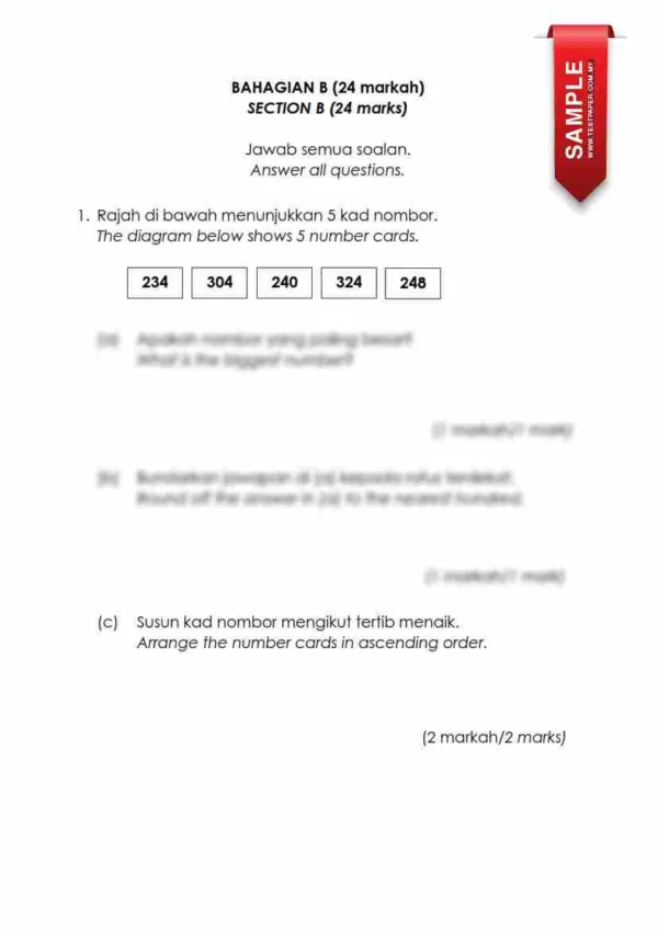 Soalan Akhir Tahun PAT Matematik Tahun 2 2024