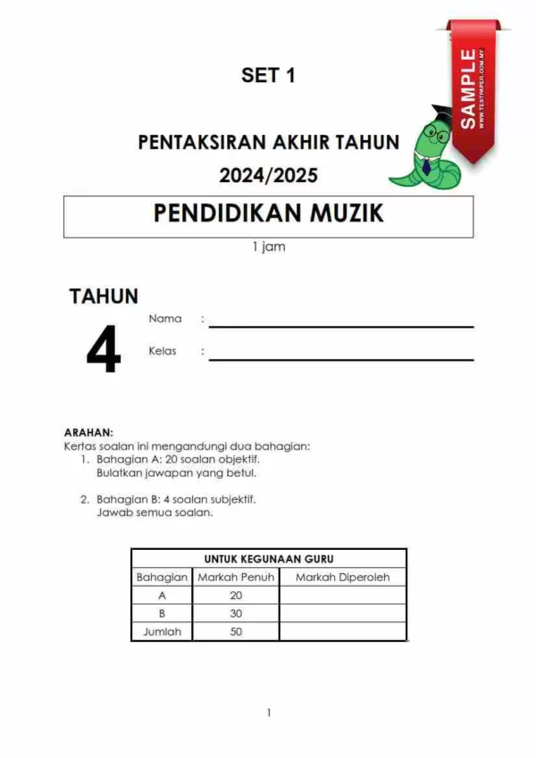 Soalan Akhir Tahun PAT Pendidikan Muzik Tahun 4 2024