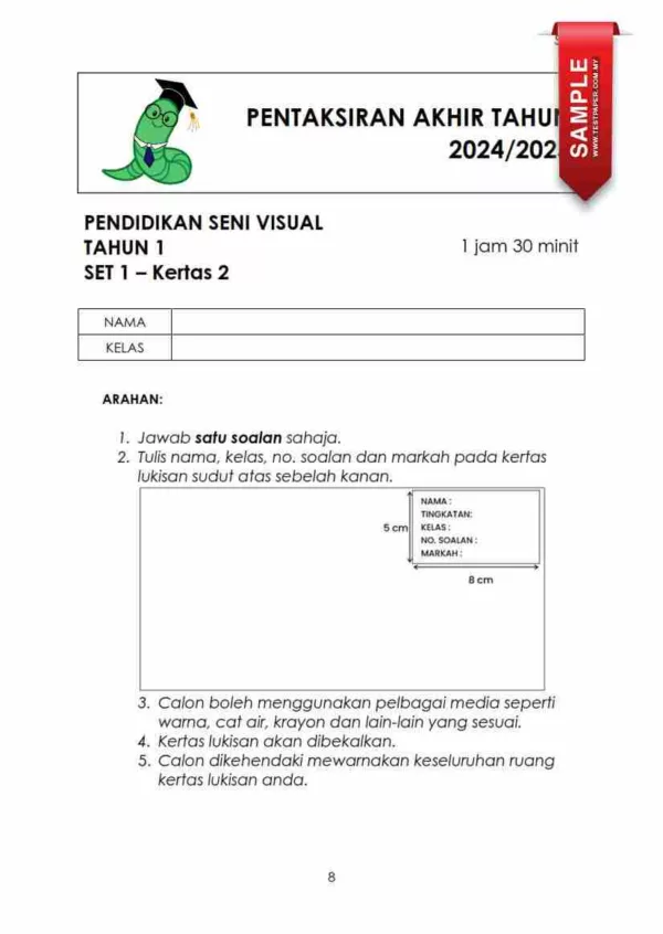 Download Soalan Akhir Tahun PAT Pendidikan Seni Visual Tahun 1 2024 yang Quality