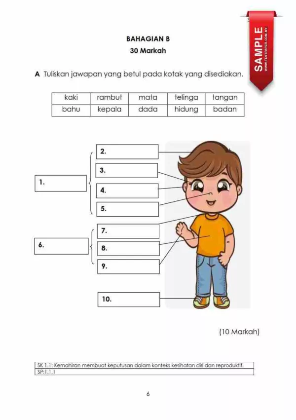 Soalan Akhir Tahun PAT Pendidikan Kesihatan Tahun 1 2024