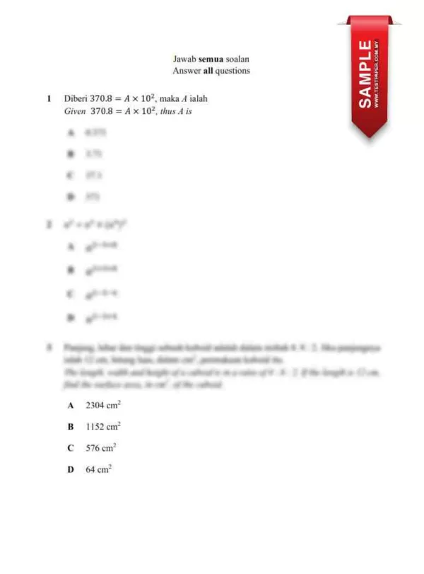 Soalan Latihan Matematik SPM Kertas 1 dan 2 2024