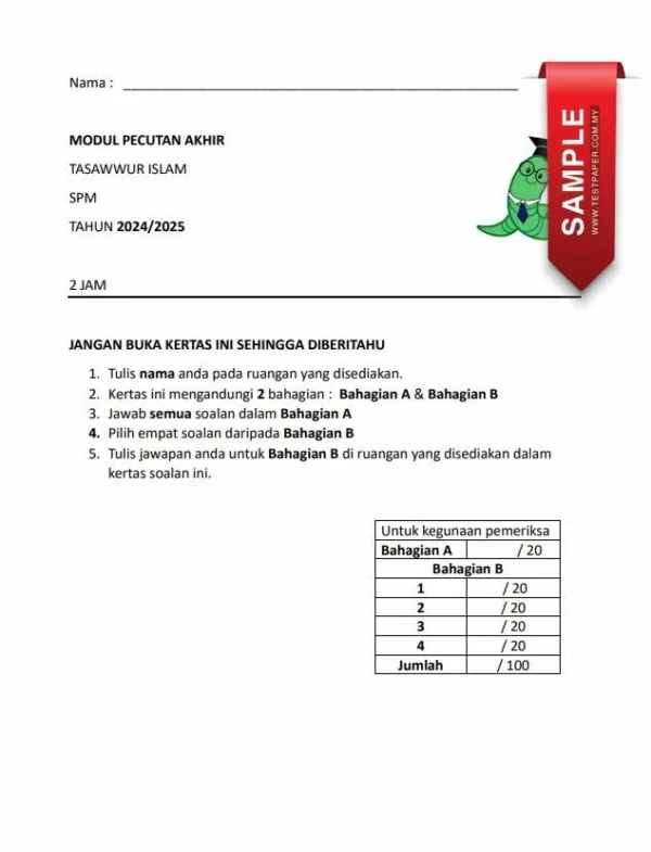 Soalan Latihan Tasawwur Islam SPM Kertas 1 2024