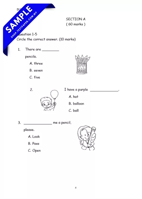 Bahasa Inggeris Tahun 1 Ujian Sumatif 1