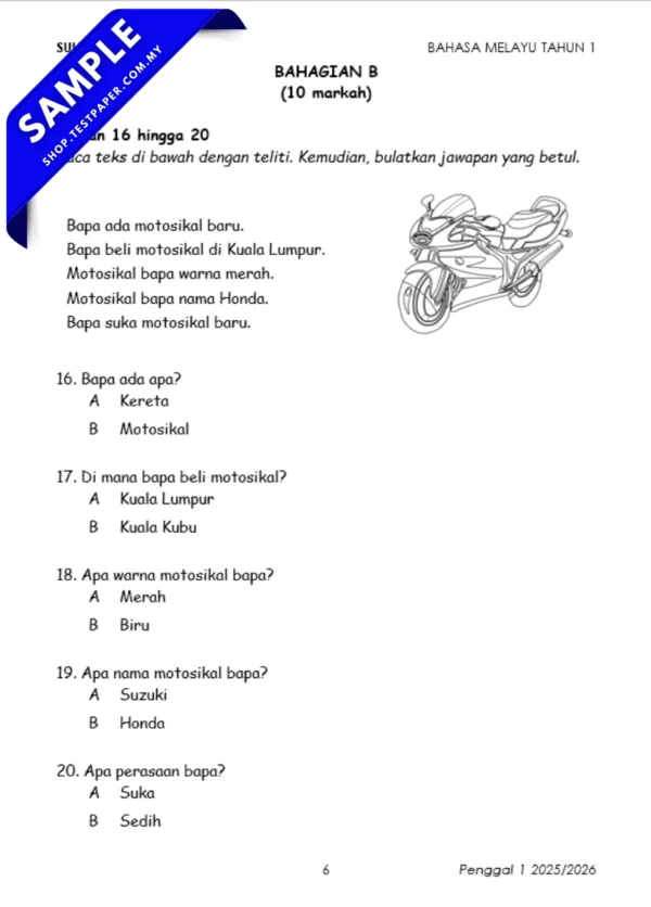 Ujian Sumatif BM Tahun 1