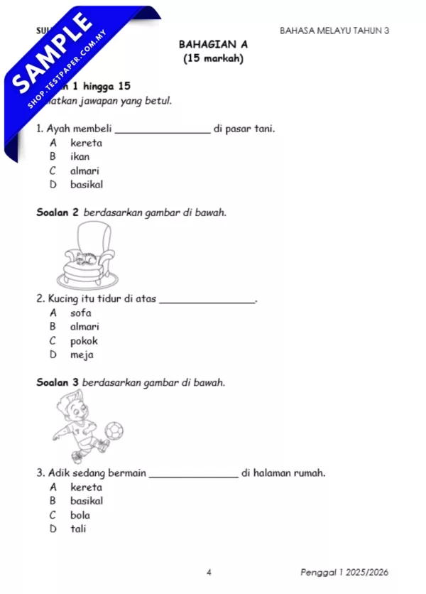 Latihan Ujian Tahun 3 Sumatif 1/2025 Dengan Skema Jawapan