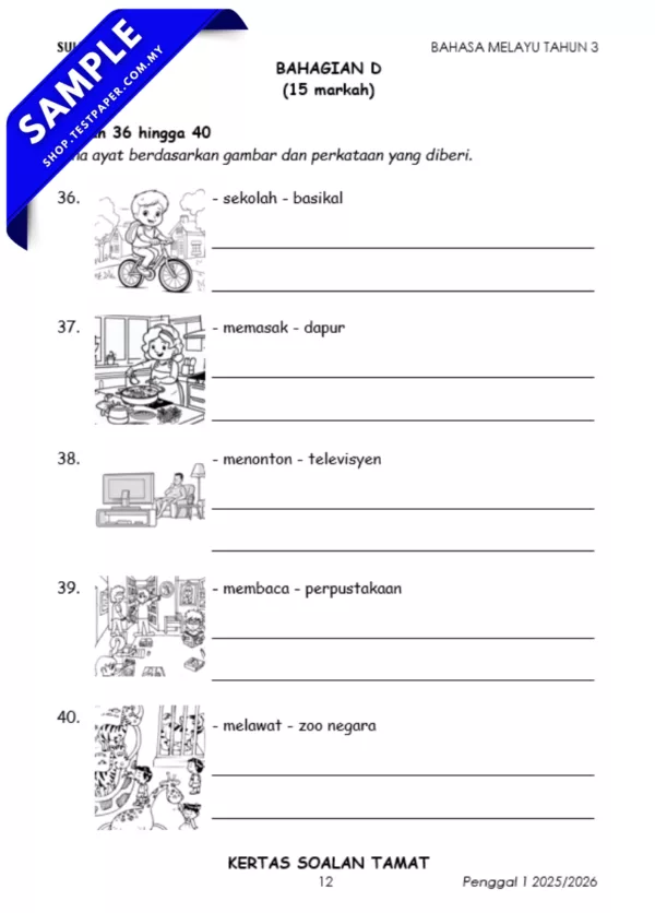 Kertas Ujian Bahasa Melayu Tahun 3 Sumatif 1/2025 Mengikut KSSR