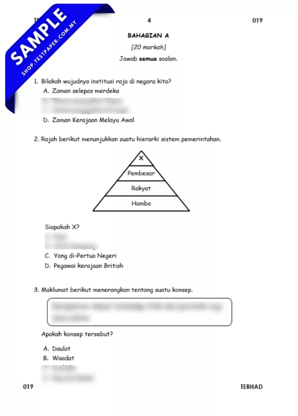 Soalan Sejarah Tahun 5 Sumatif 1