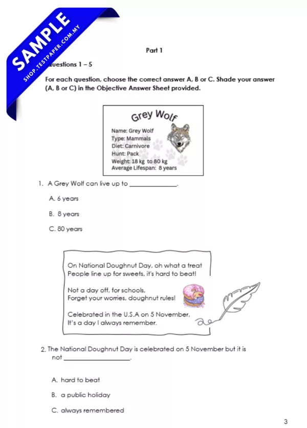 Exam Bahasa Inggeris Tahun 5 Sumatif