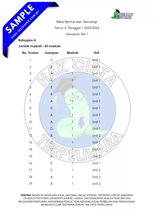 Ujian RBT Tahun 5 Sumatif