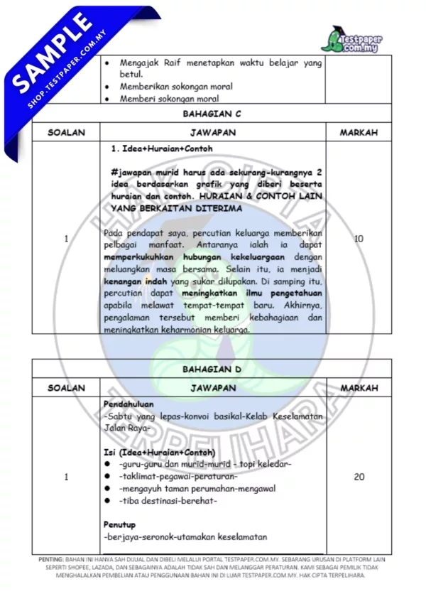 Bahan Exam Sumatif Bahasa Melayu Tahun 6 Penggal 1 2025