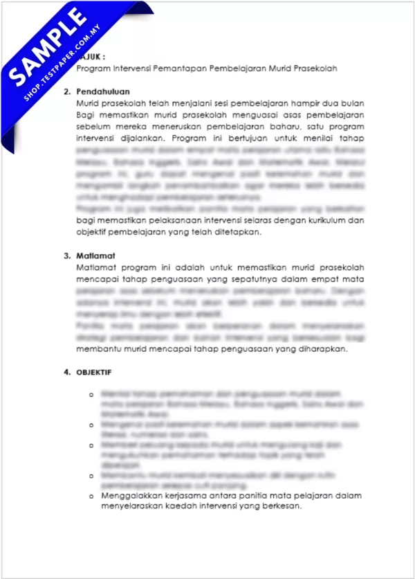 Latihan Intervensi Praskolah