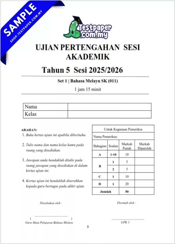 Muat Turun UPSA BM Tahun 5 2025/2026 dan JSU Mengikut Format