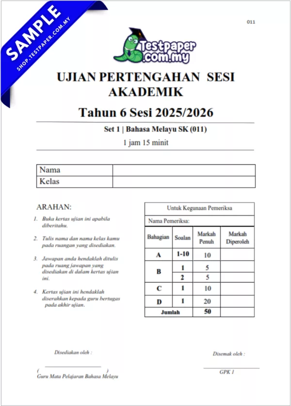 Modul Ujian Bahasa Melayu UPSA Tahun 6 Serta JSU Bagi Tahun 2025/2026