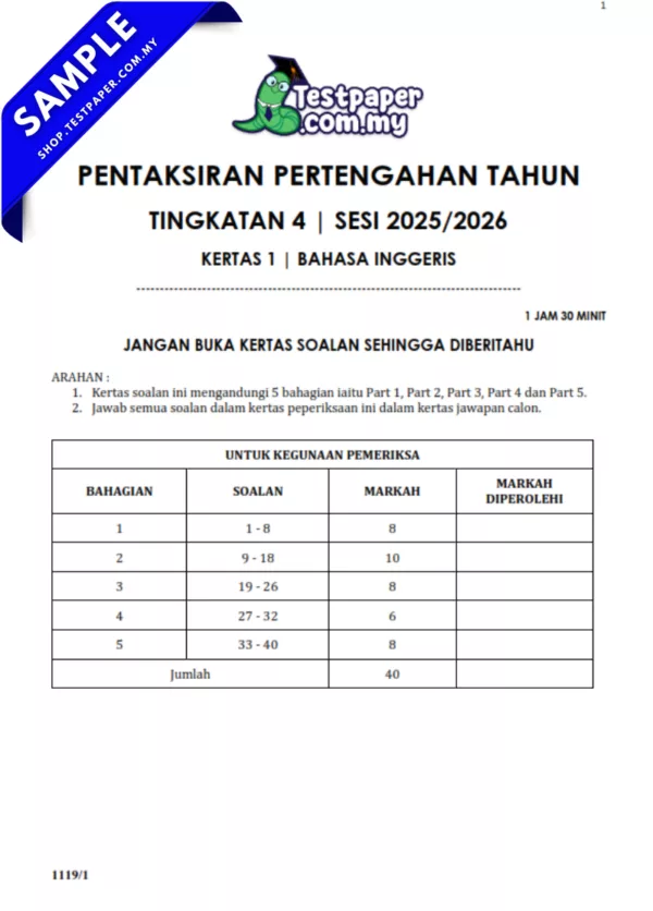 Himpunan Ujian BI Tingkatan 4 Pertengahan Tahun 2025/2026 Serta Format JSU Terkini