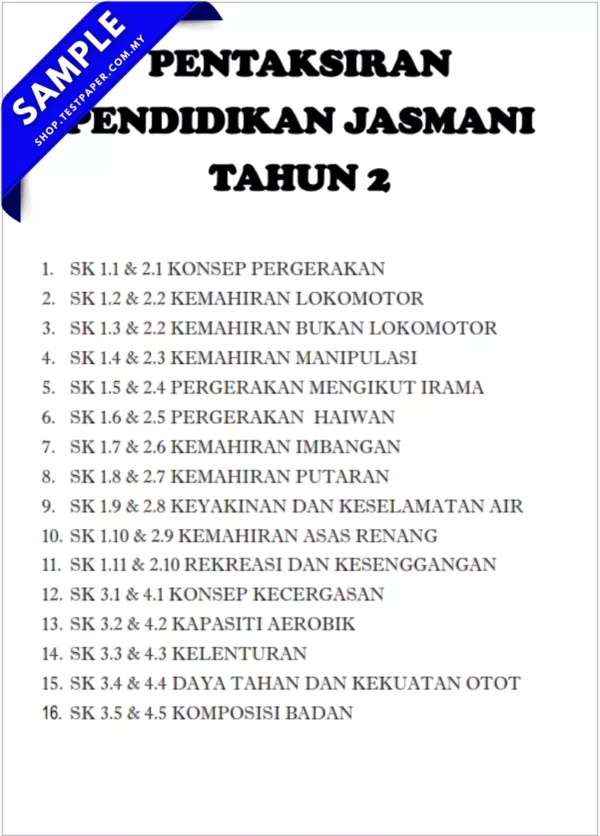 Latihan PJ Tahun 2 Objektif