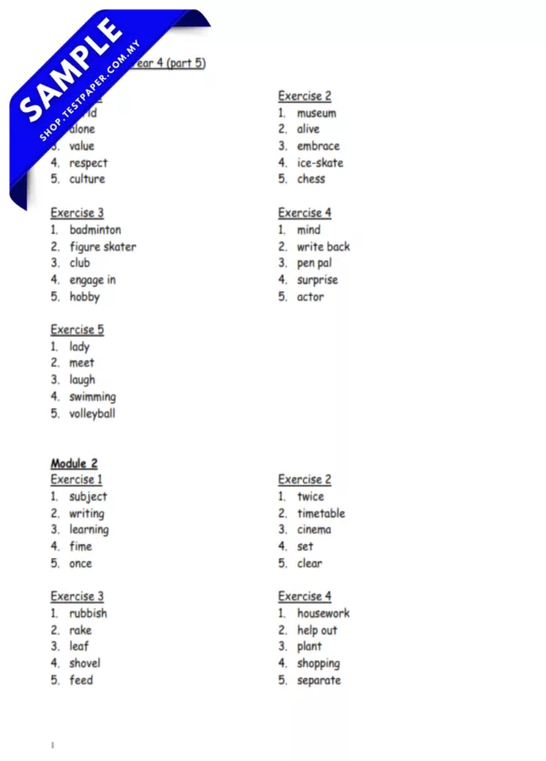 UASA English Part 5 Year 4