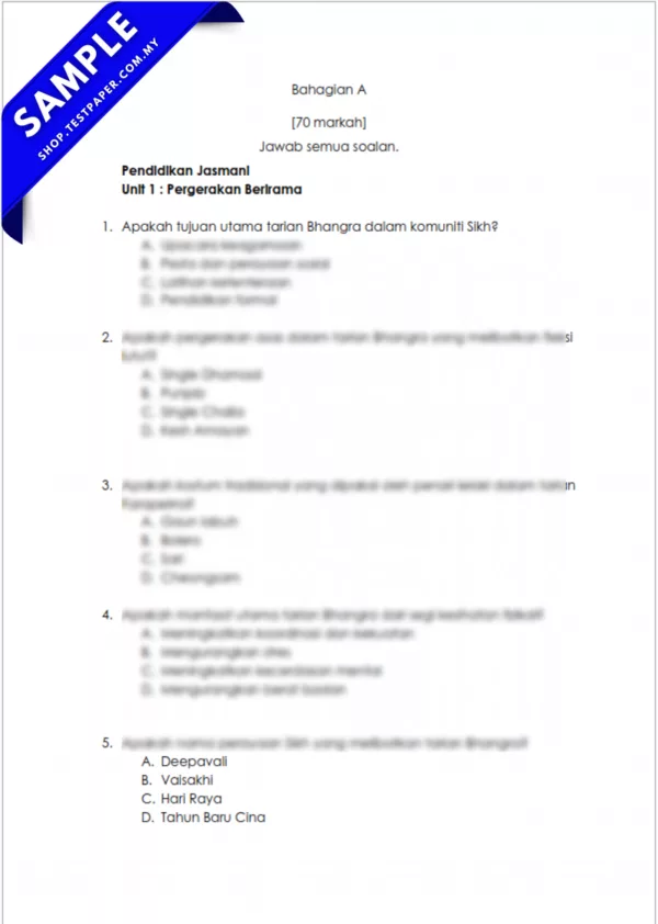 Download Ujian Tingkatan 5 PJK Pertengahan Tahun 2025/2026 Dalam Word dan PDF