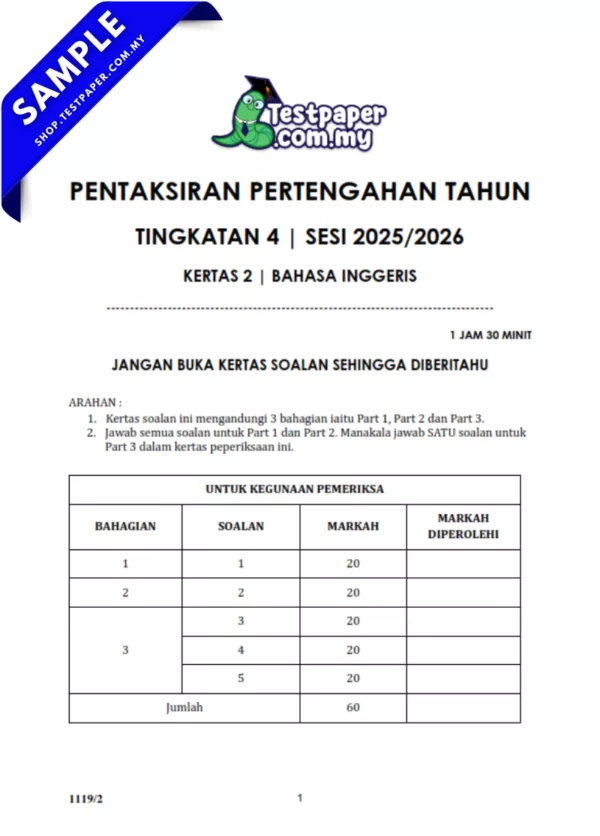 Himpunan Ujian BI Tingkatan 4 Pertengahan Tahun 2025/2026 Serta Format JSU Terkini