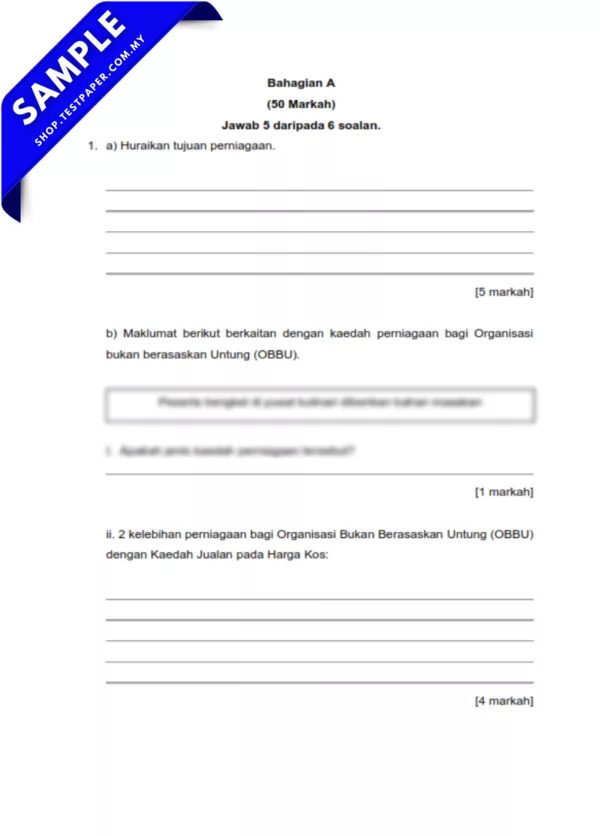Akses Ujian Pertengahan Tahun Perniagaan Tingkatan 4 2025-2026 Terdapat Pilihan JSU dan 2 Format Lain
