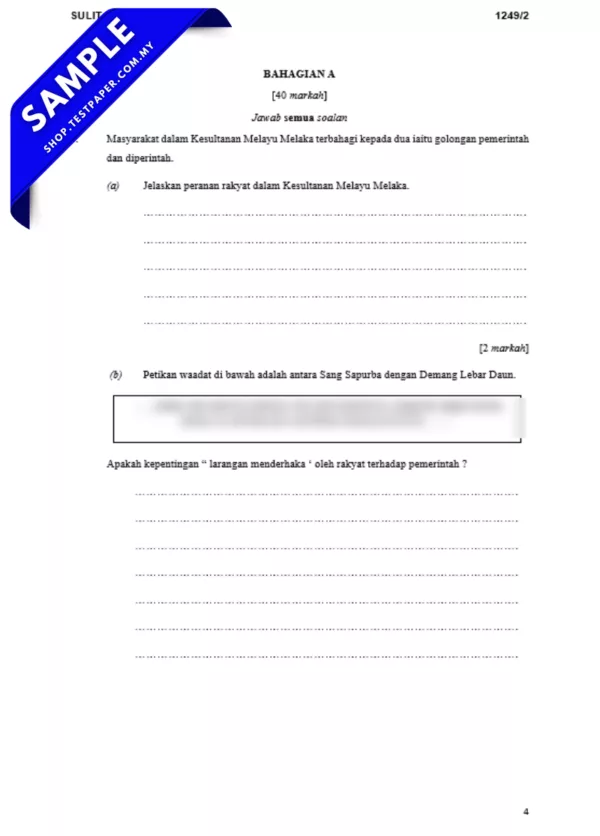 Koleksi Soalan Sejarah Tingkatan 5 Pertengahan Tahun 2025-2026 Dengan Adanya JSU, Word dan PDF