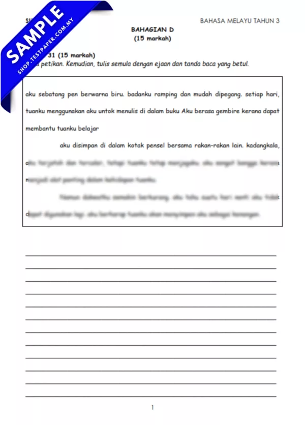 Dapatkan Soalan Pertengahan Tahun BM Tahun 3 2025/2026 Dalam PDF dan Word
