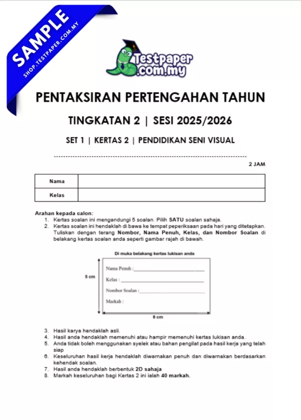 Bahan Ujian Pertengahan Tahun PSV Tingkatan 2 2025/2026 Dalam Susunan JSU, Word dan PDF