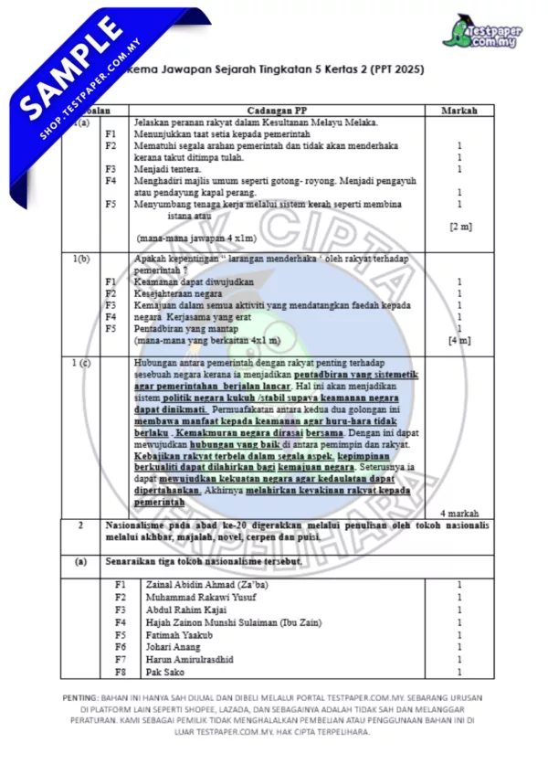 Koleksi Soalan Sejarah Tingkatan 5 Pertengahan Tahun 2025-2026 Dengan Adanya JSU, Word dan PDF