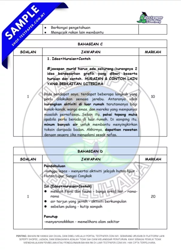 Koleksi Soalan BM Sumatif Tahun 5 untuk Penggal 1/2025