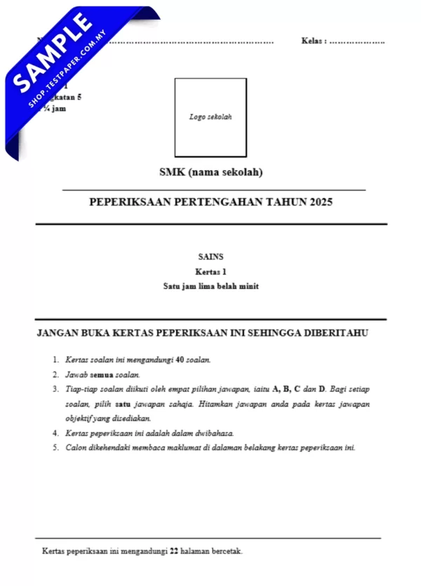 Dapatkan Word Soalan Sains Tingkatan 5 Guru 2025-2026 yang Dirancang Khas Pertengahan Tahun
