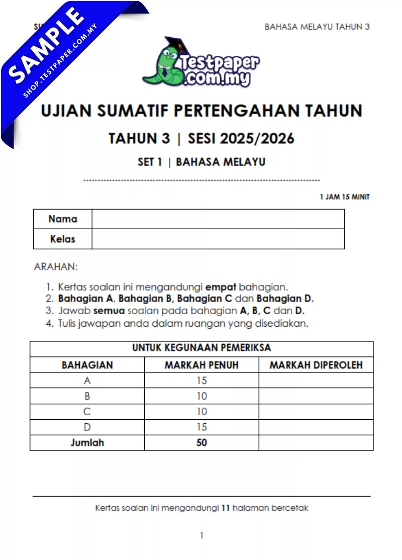 Modul Ujian Tahun 3 Pertengahan Tahun 2025-2026 Dengan Dokumen JSU